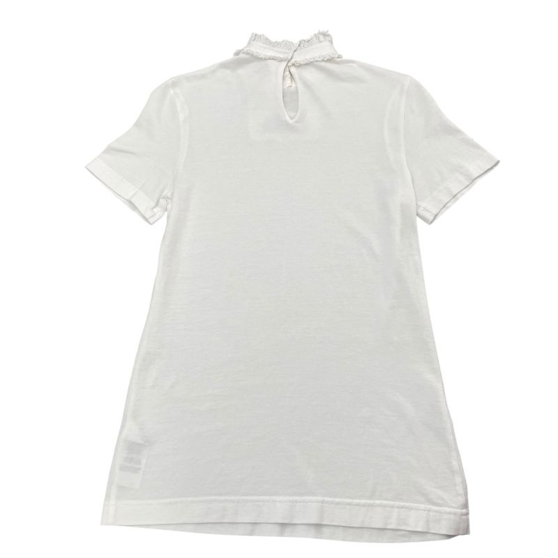 Dolce & Gabbana Embroidered Lace Neck T-Shirt - White Cotton