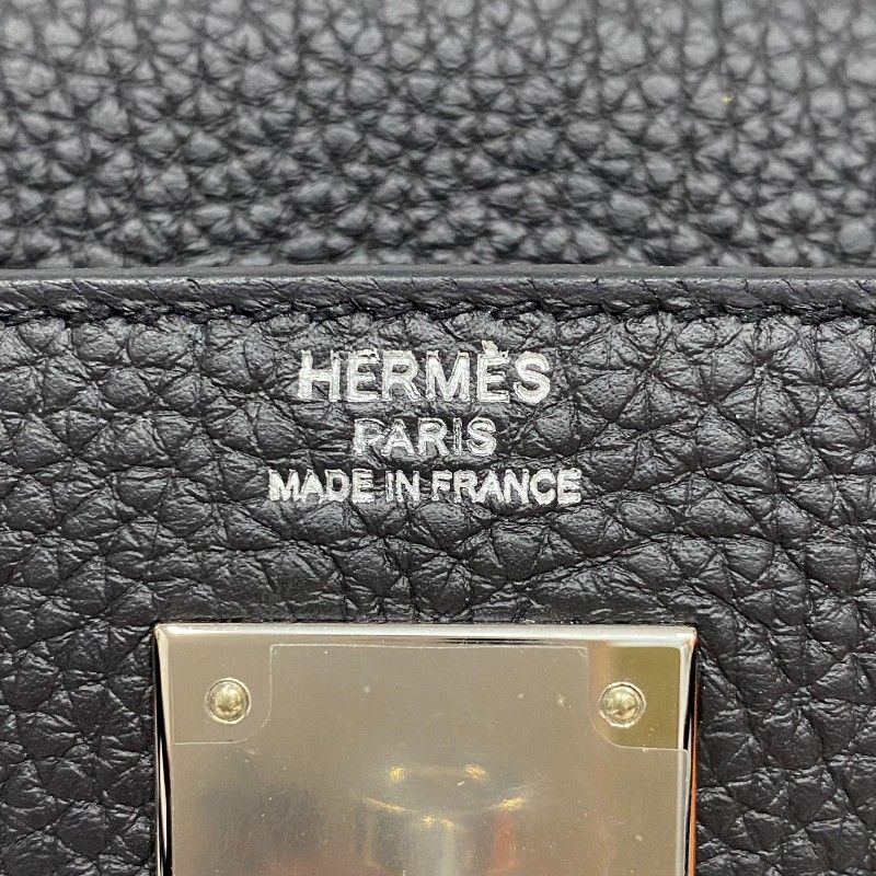 HERMES Kelly 28 Black Togo Leather Handbag with Silver Hardware