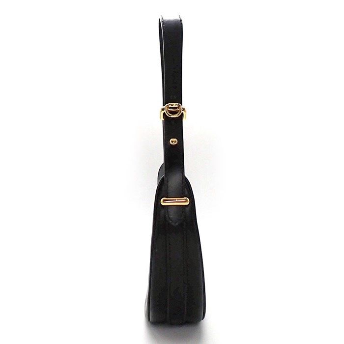 PRADA Arke Small Calf Leather Handbag - Black with Gold Accents