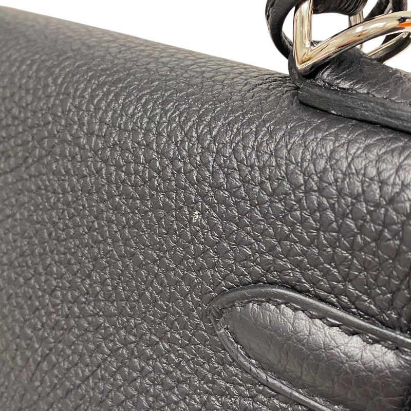 HERMES Kelly 28 Black Togo Leather Handbag with Silver Hardware