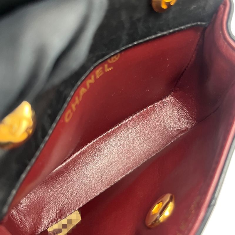 CHANEL Mini Mini Matelassé Black Lambskin Shoulder Bag