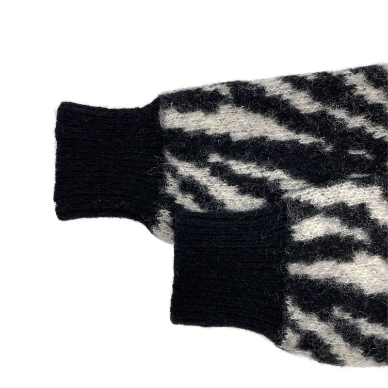CELINE Zebra Knit Sweater - Black Wool, XS - Exquisite Craftsmanship