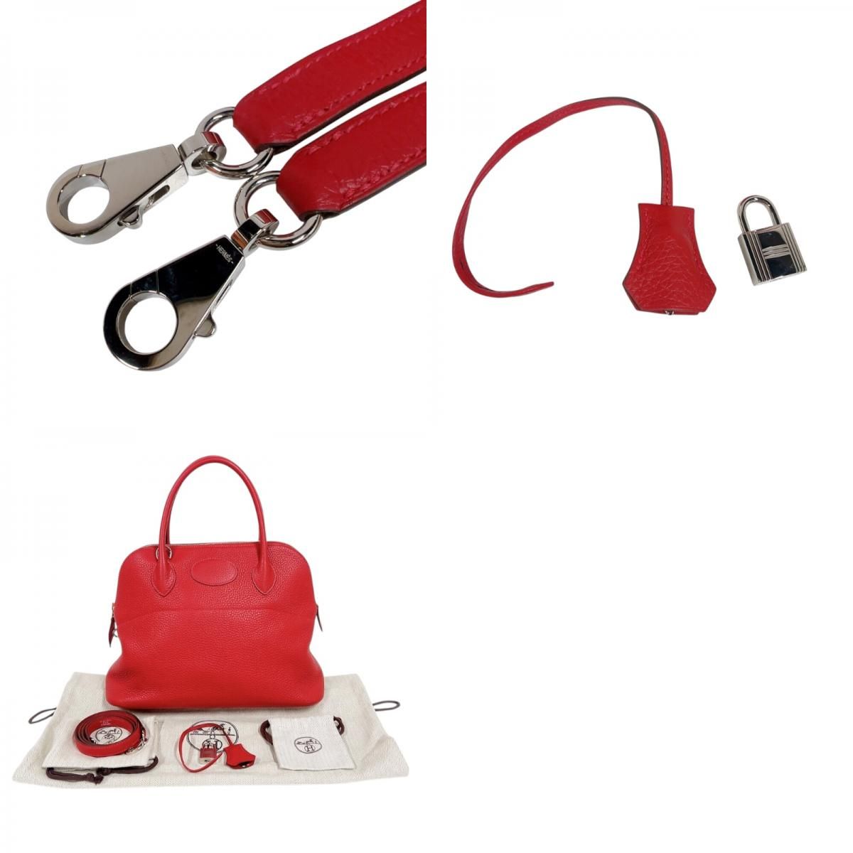 HERMES Bolide 31 Handbag - Rouge Kazak with Silver Hardware (2023)