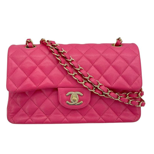 CHANEL Matelassé 25 Pink Caviar Skin Shoulder Bag with Gold Hardware