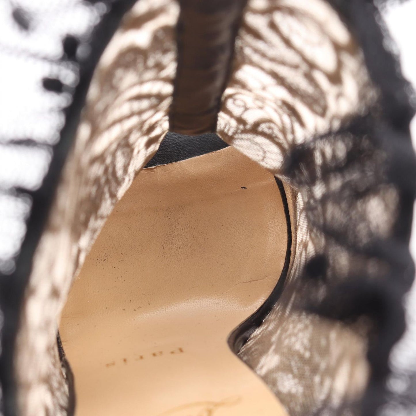 Christian Louboutin Black Leather Lace Open-Toe Booties - Size 35