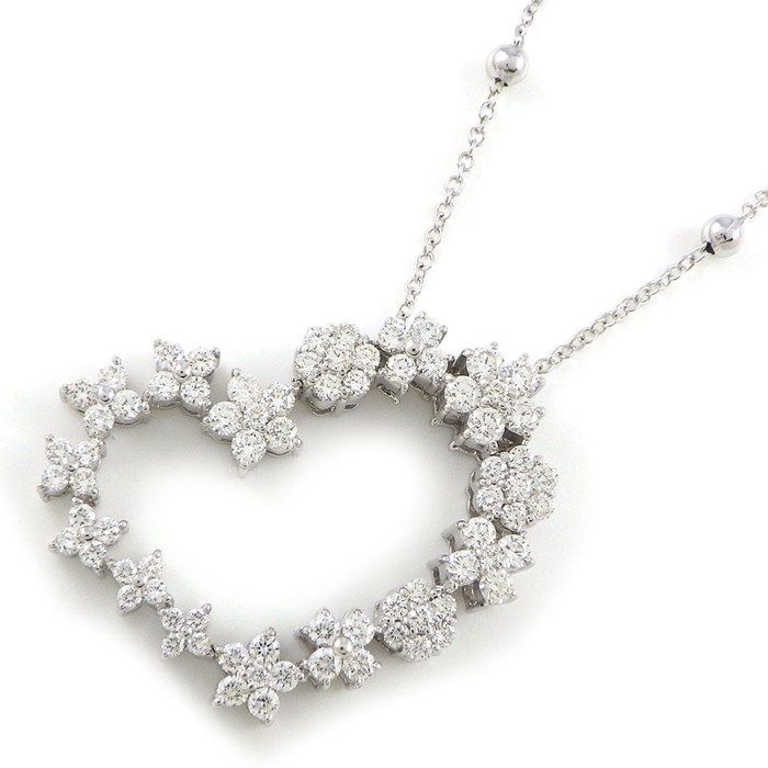 Exquisite Open Heart Diamond Necklace in K18 White Gold - 1.24ct