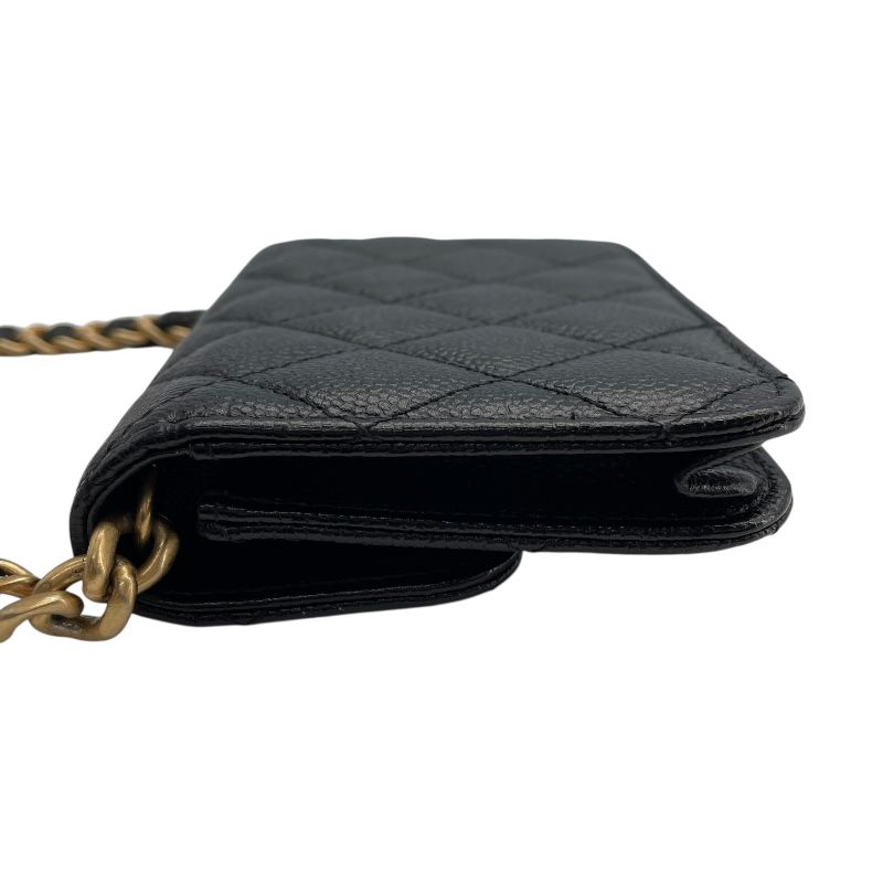 CHANEL Matelassé Mini Chain Bag - Black Caviar with Gold Hardware