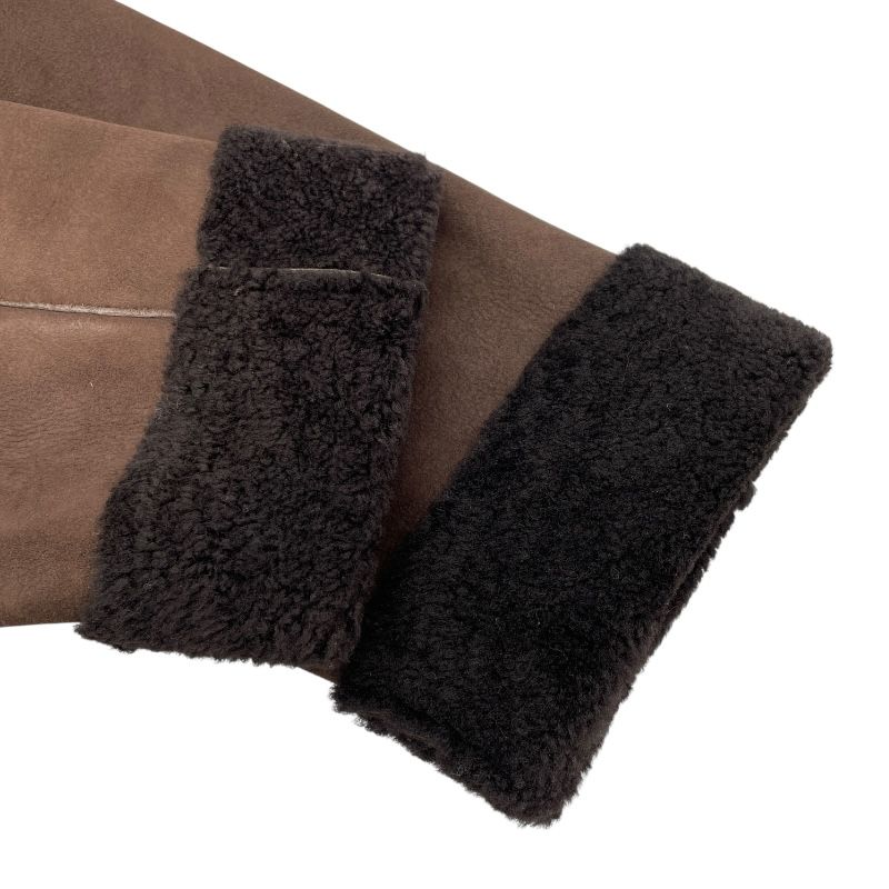 Salvatore Ferragamo Brown Leather Shearling Jacket for Men