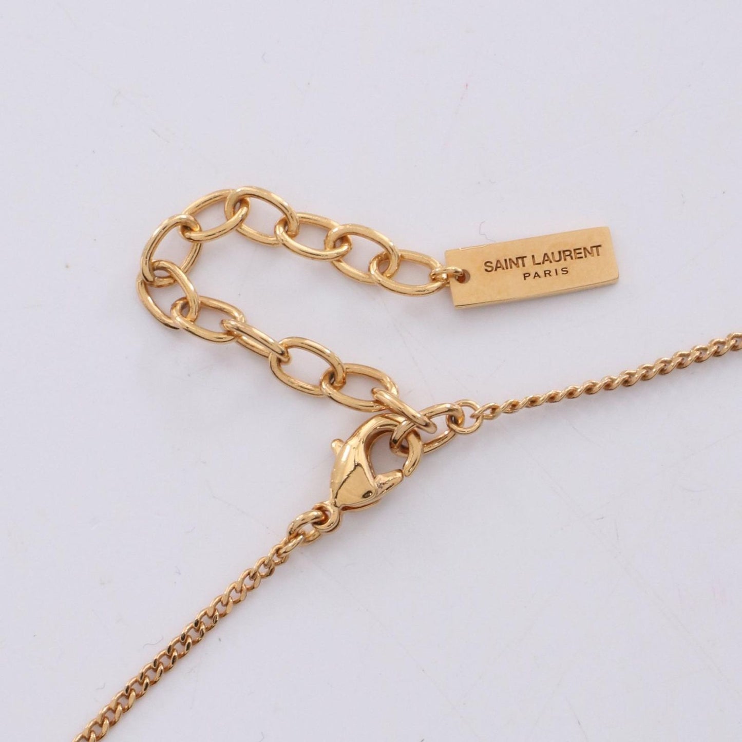 SAINT LAURENT PARIS Monogram Twist Necklace in Gold GP