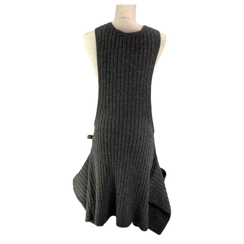 Louis Vuitton Black Wool Asymmetrical Sleeveless Knit Dress - XS