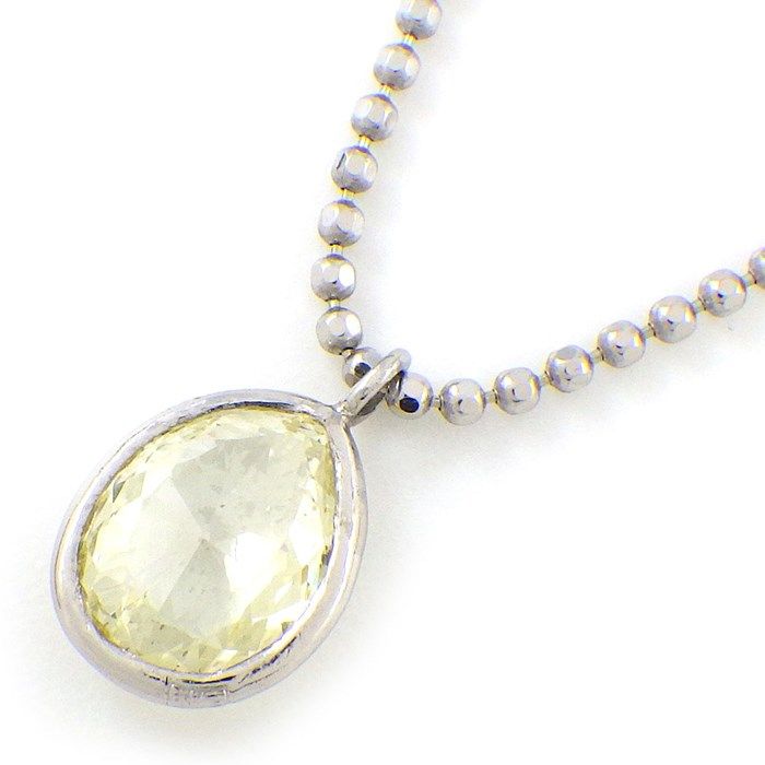 Exquisite Light Yellow Oval Diamond Necklace in Platinum
