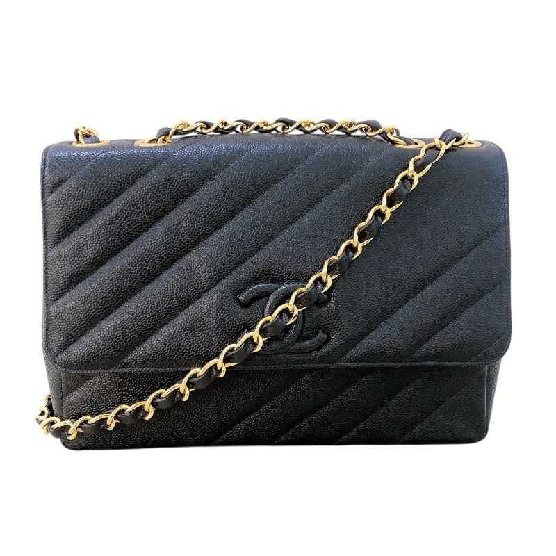 CHANEL Large Flap Chain Shoulder Bag in Caviar with Gold Hardware