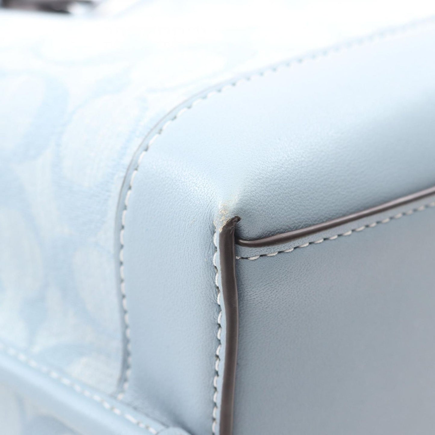 COACH Molly Tote 25 Signature Chambray Handbag - Blue Canvas & Leather