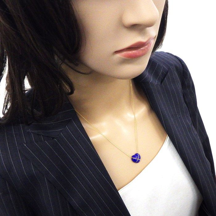 Tiffany & Co. K18YG Lapis Lazuli Heart Cross Necklace