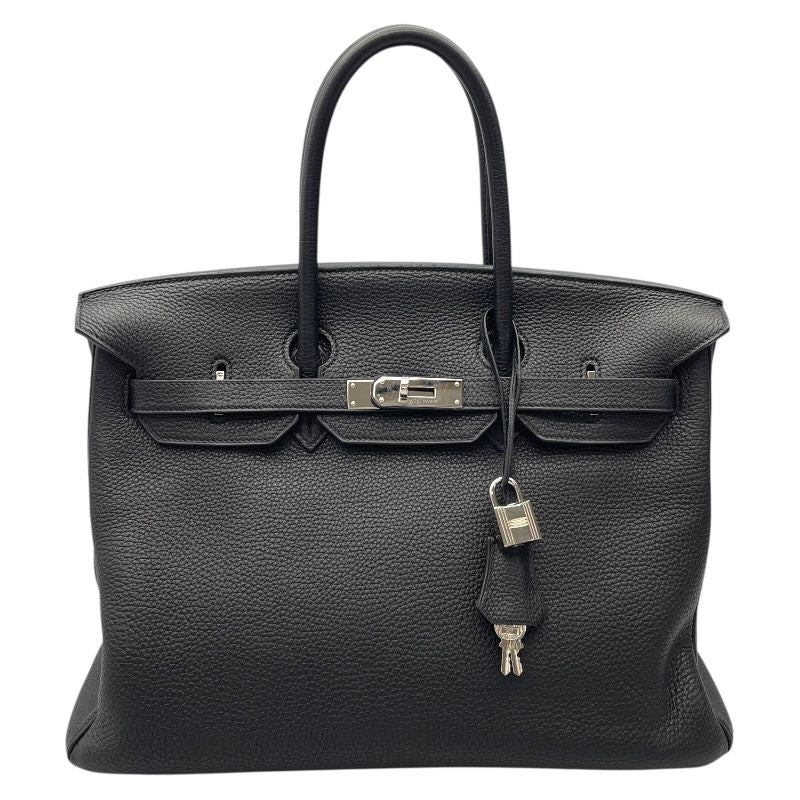 HERMES Birkin 35 Black Togo Leather Handbag with Silver Hardware