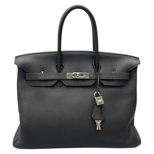 HERMES Birkin 35 Black Togo Leather Handbag with Silver Hardware
