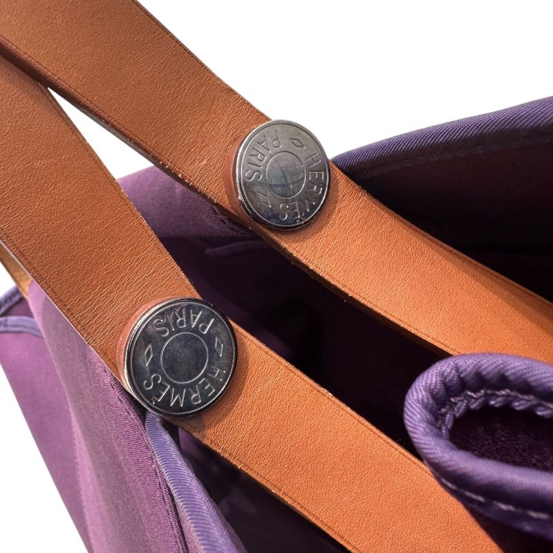 HERMES Cabag Elan PM Purple Canvas Handbag - Timeless Elegance