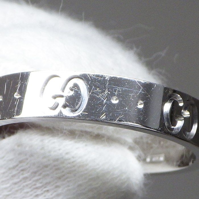 GUCCI Interlocking G Slim Ring in K18 White Gold - Size 16