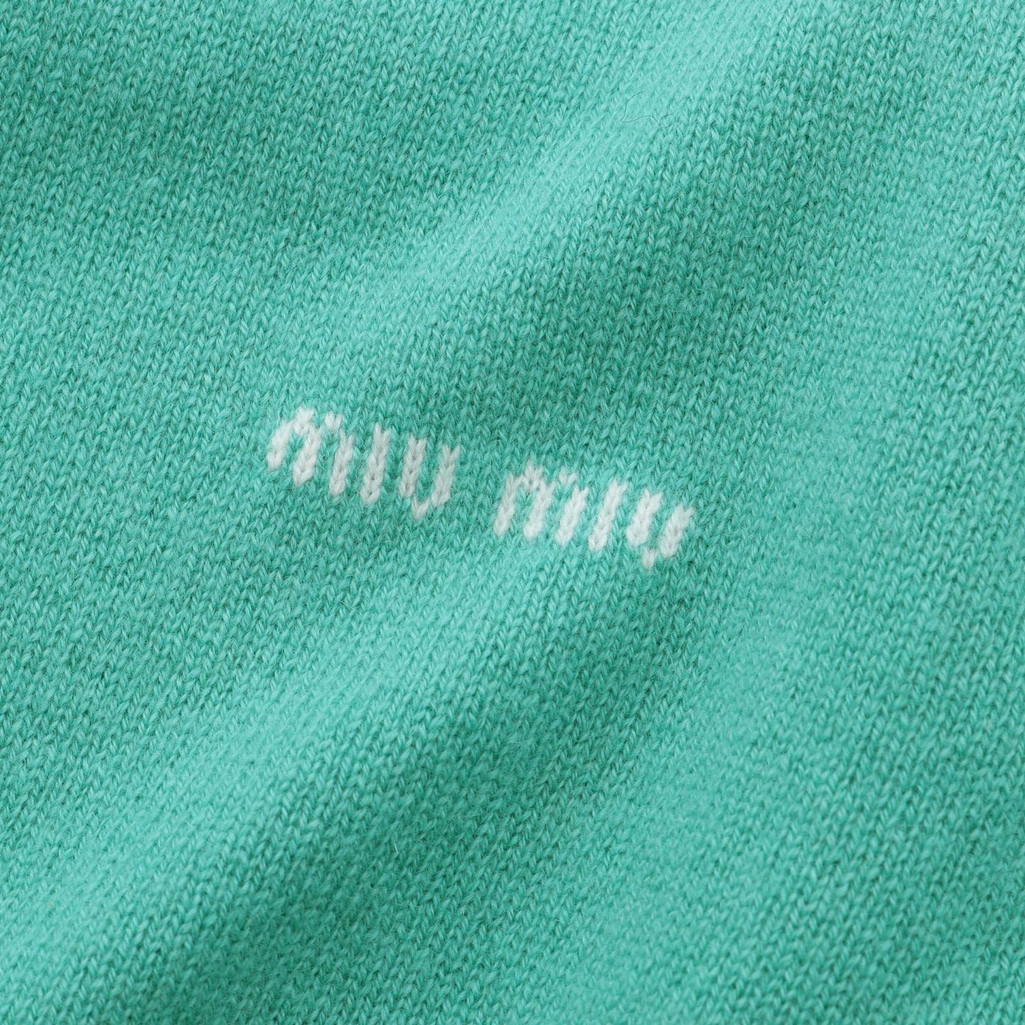 Miu Miu Cashmere Silk Logo Cardigan in Elegant Green