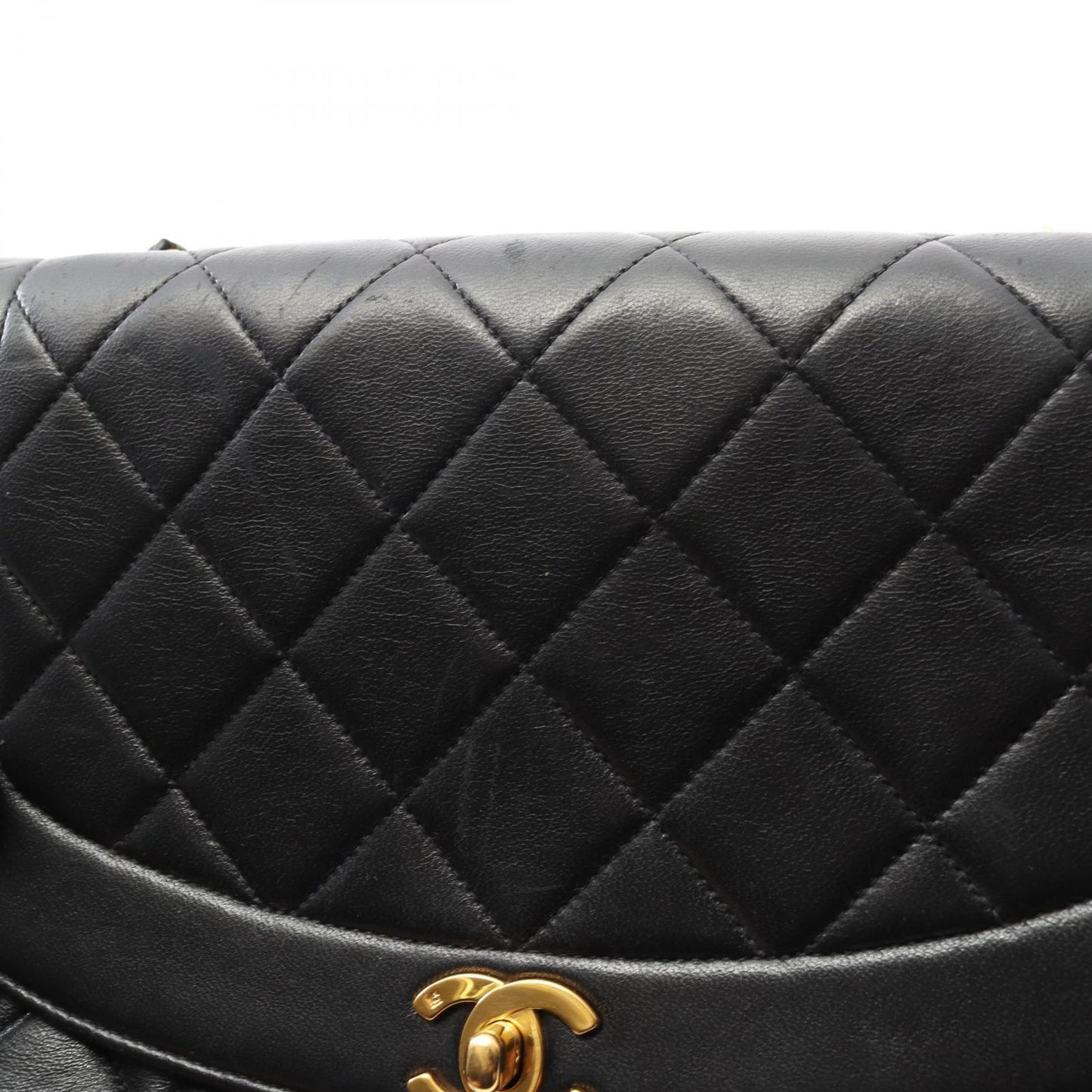CHANEL Matelassé Diana Flap Shoulder Bag in Black Lambskin