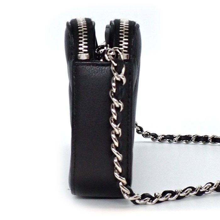 Chanel Matelassé Chevron Chain Wallet in Black Soft Grain Calfskin