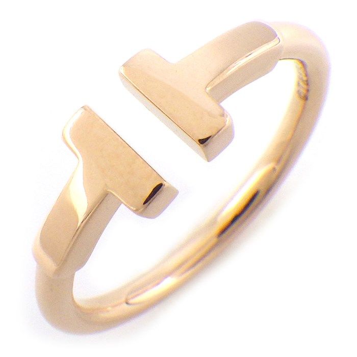 Tiffany & Co. T Wire Ring in K18 Pink Gold - Size 9.5