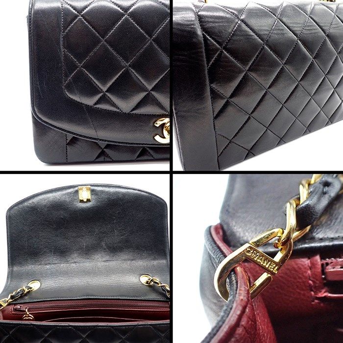 CHANEL Matelassé Diana 25 Shoulder Bag in Black Lambskin