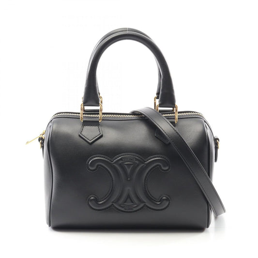CELINE Small Boston Cuire Triomphe Handbag - Black Leather