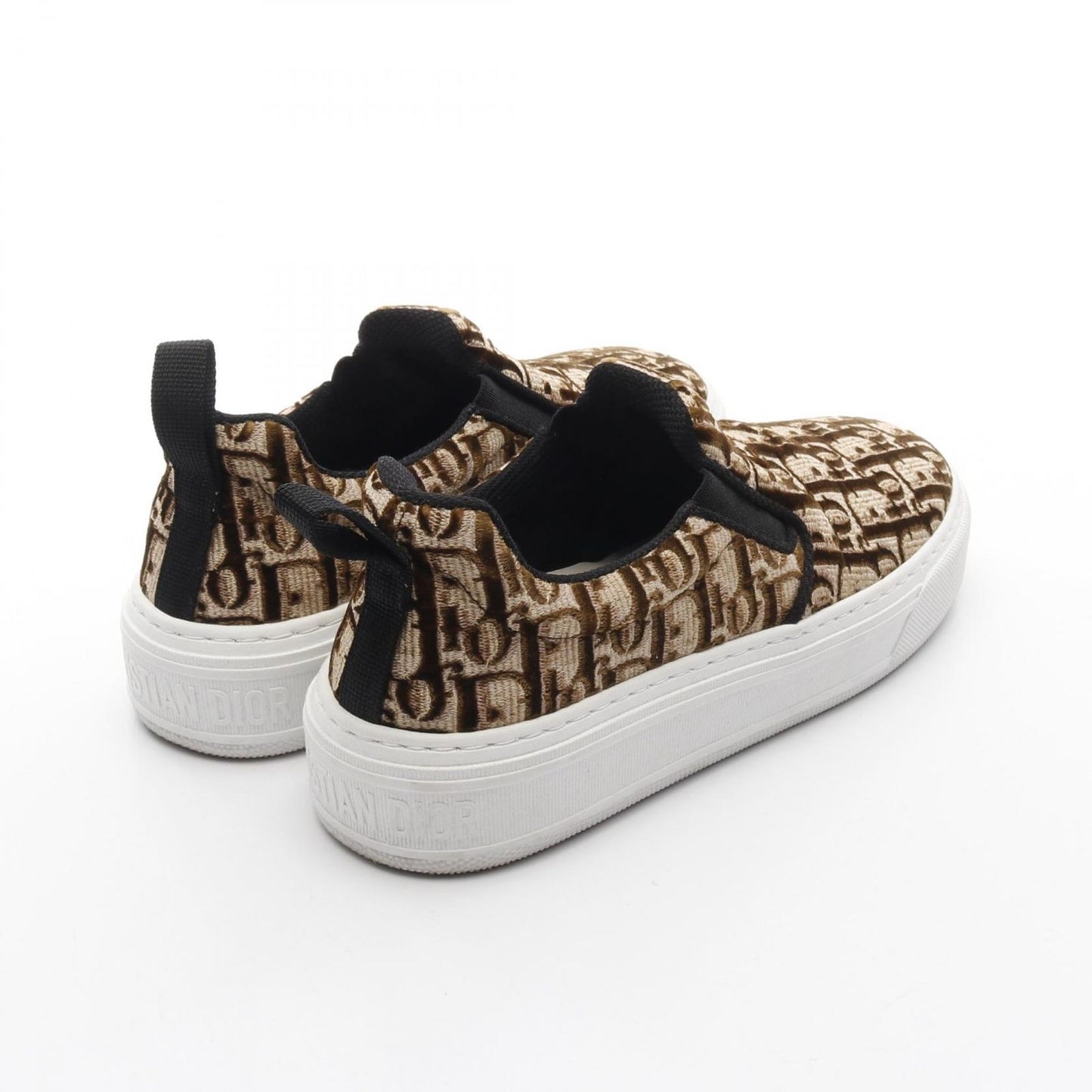 Dior Solar Oblique Slip-On Sneakers - Elegant Brown & Black Fabric