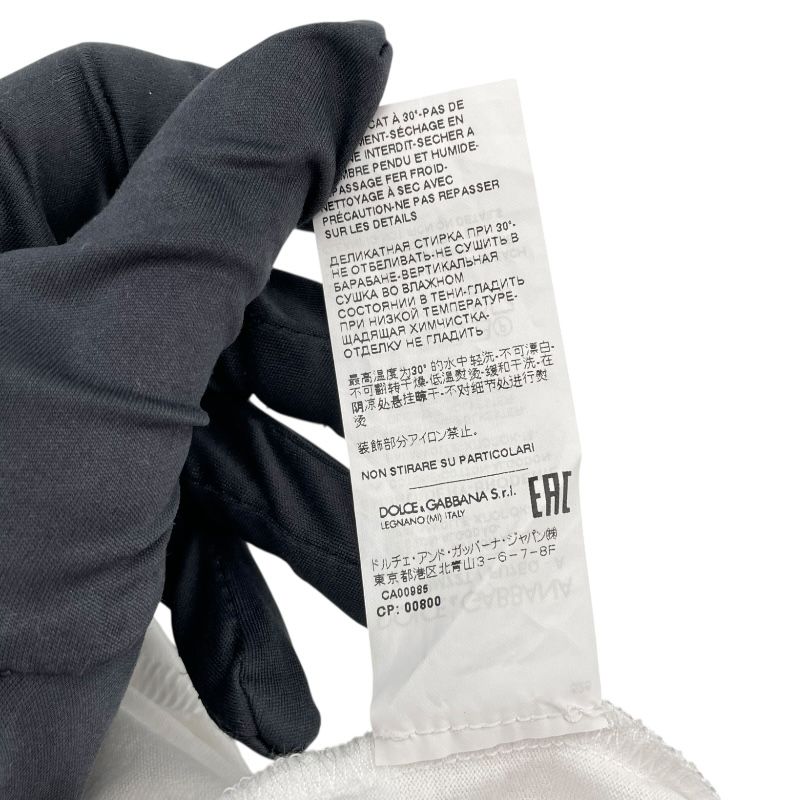 Dolce & Gabbana Embroidered Lace Neck T-Shirt - White Cotton