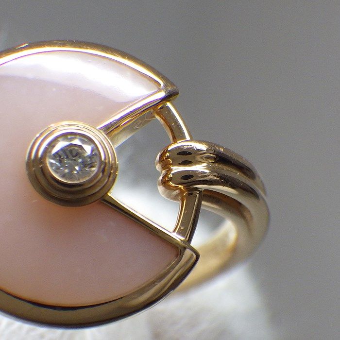 Cartier Amulet Ring with Pink Opal & Diamond in 18K Rose Gold