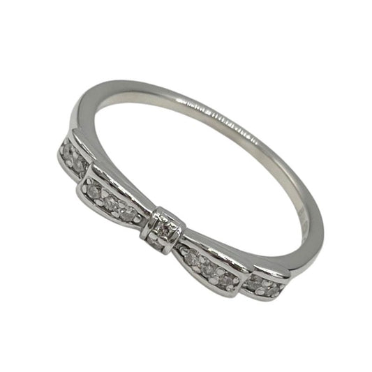 4°C Ribbon Motif Diamond Ring in K18 White Gold