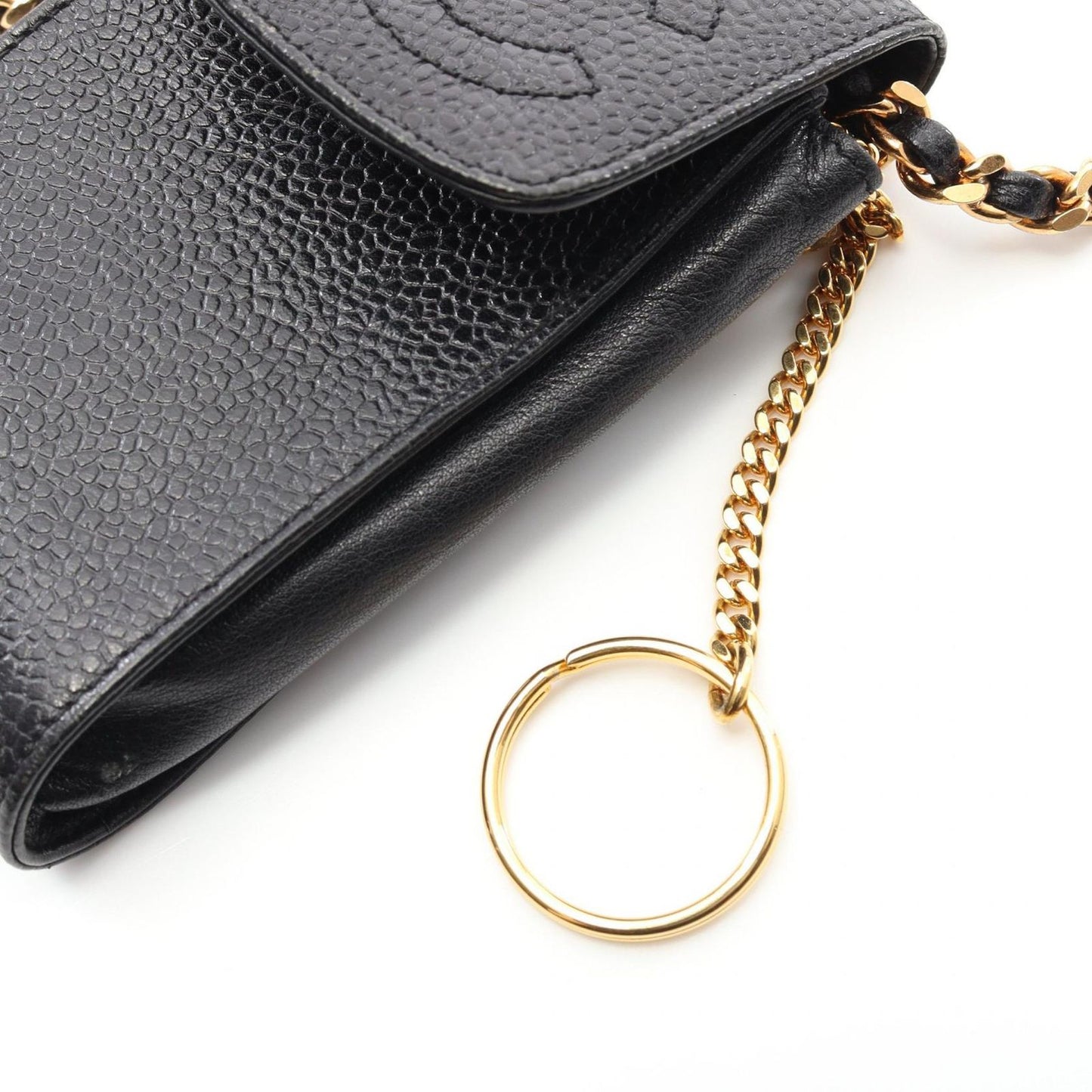 CHANEL Coco Mark Black Calfskin Chain Pouch - Timeless Elegance