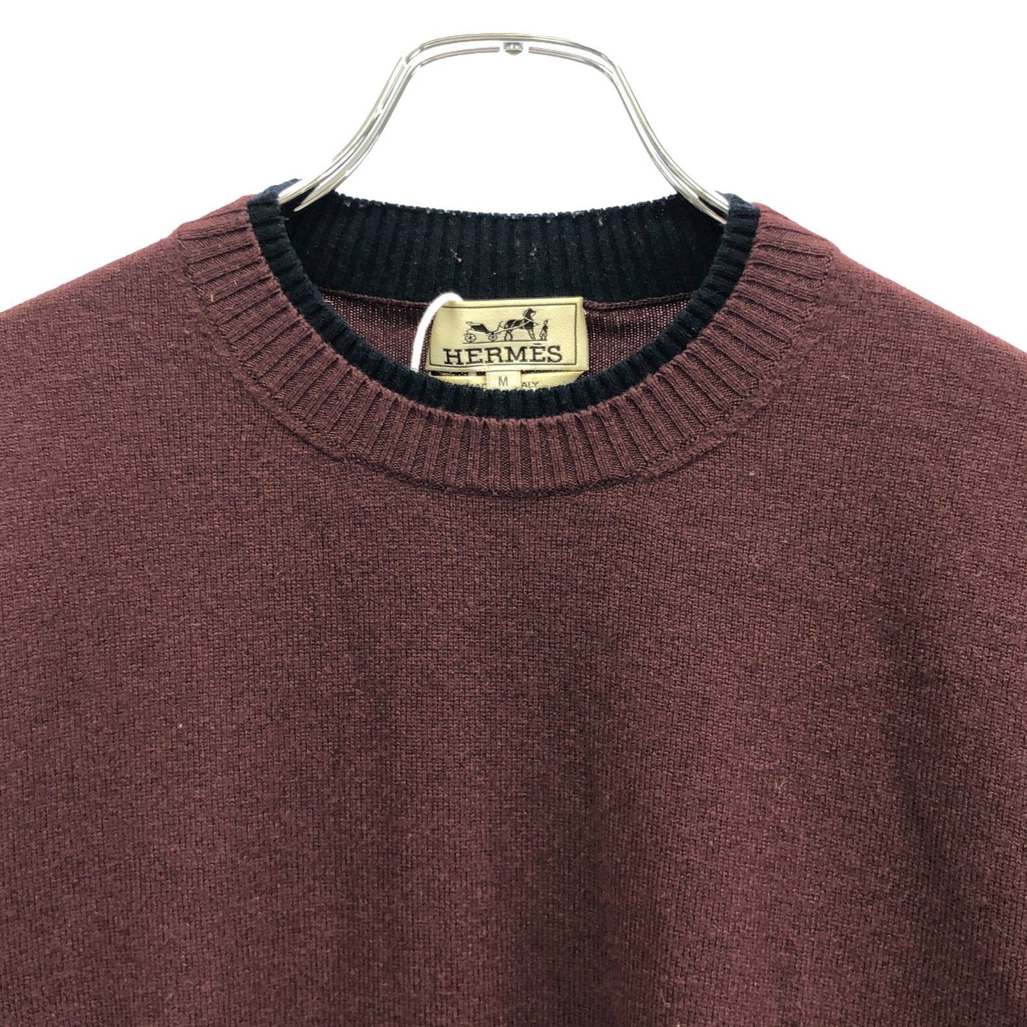 HERMES Burgundy Wool Knit Sweater - Timeless Elegance