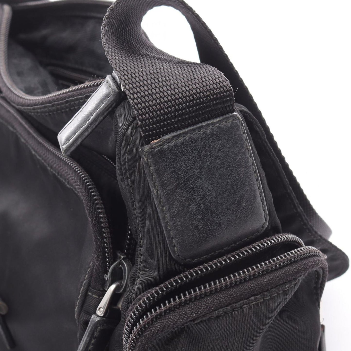 PRADA TESSUTO CALF Shoulder Bag in Black Nylon & Leather