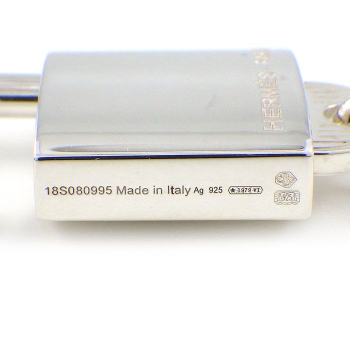 HERMES Alpha Kelly Padlock Key Chain Necklace in Silver 925