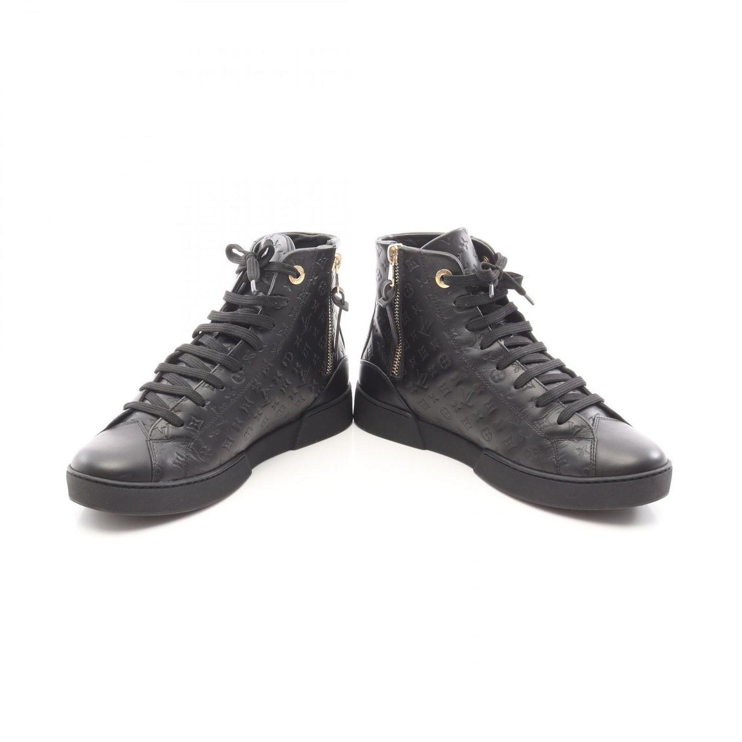 Louis Vuitton Stellar Line Black Leather High-Top Sneakers - Size 36.5