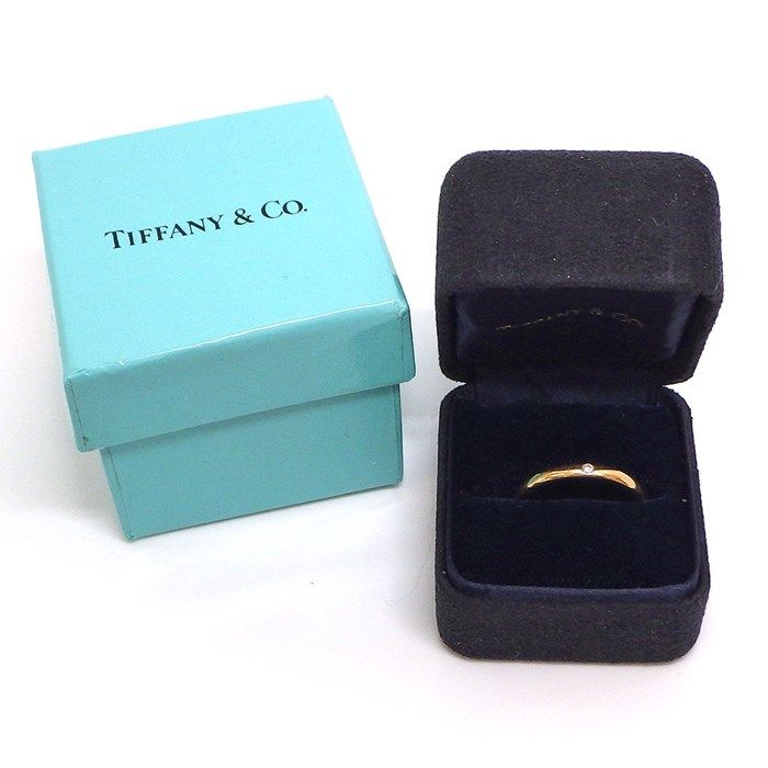 Tiffany & Co. Classic Stacking Band Ring with Diamond - K18PG