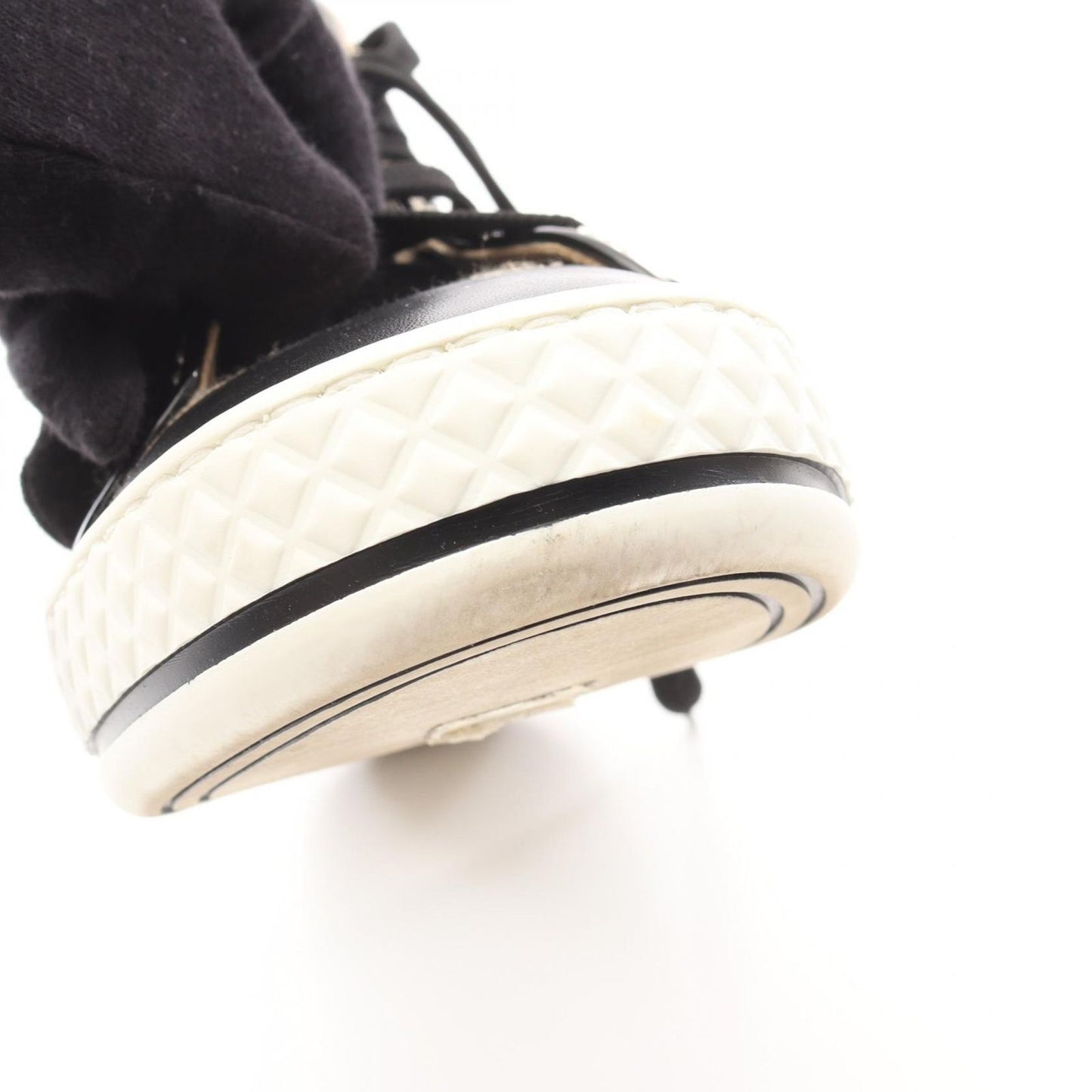 CHANEL Coco Mark High-Top Sneakers in Beige/Black Canvas & Leather