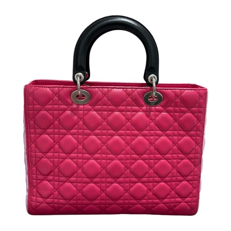 Christian Dior Lady Dior Large Handbag in Pink & Black