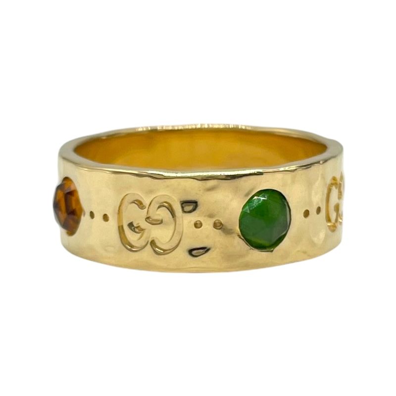 GUCCI Icon Ring with Multicolored Stones - Au750 Gold