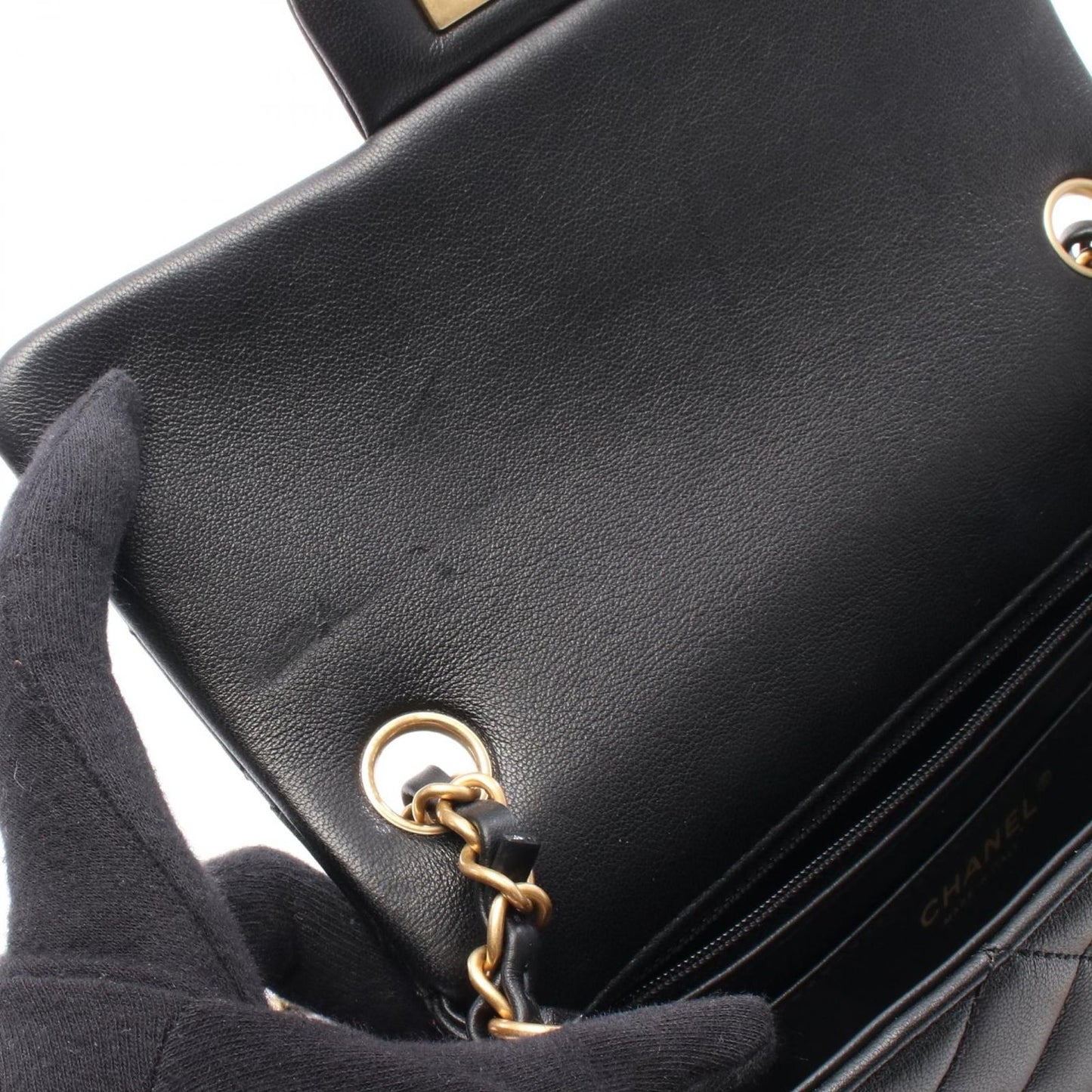 CHANEL Mini Matelassé 20 Shoulder Bag in Black Leather