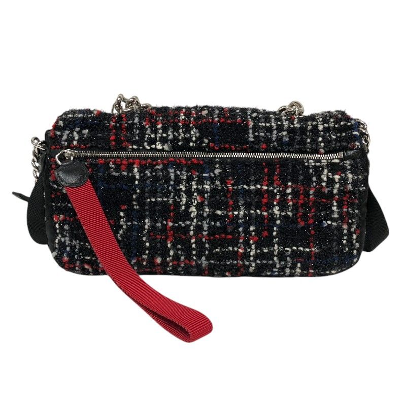 CHANEL Tweed Flap 2Way Bag - Multicolor & Black with Silver Hardware