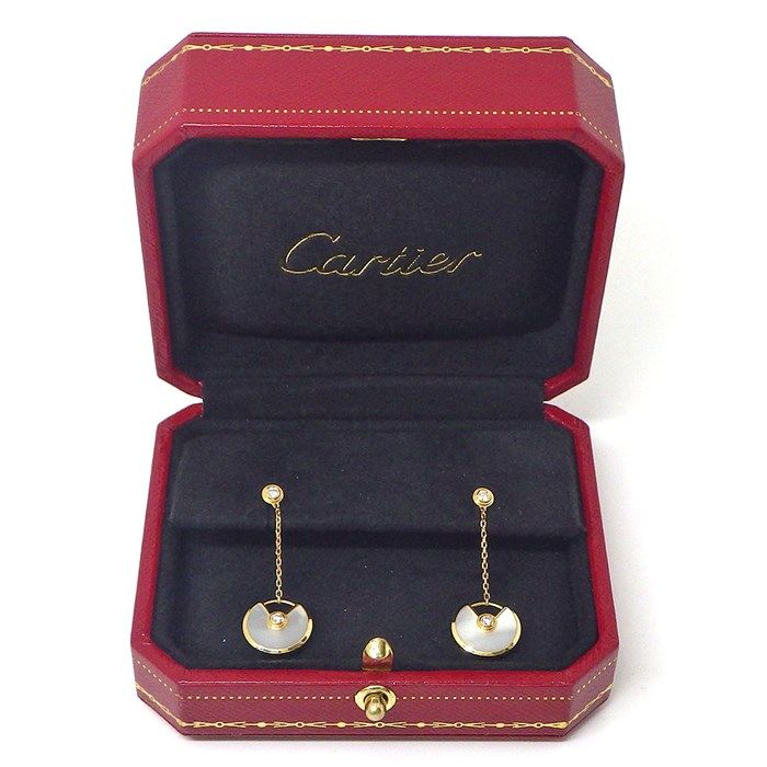 Cartier Amulette XS Swing Drop Earrings in K18YG with White Shell & Diamonds