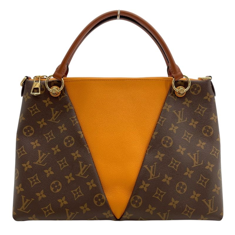 Louis Vuitton V Tote MM in Brown and Saffron Monogram Canvas