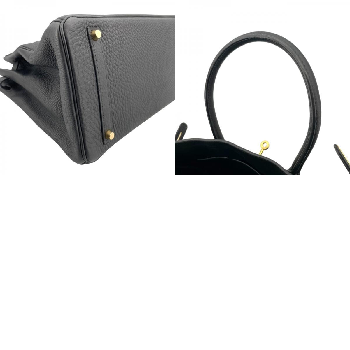 HERMES Birkin 35 Black Fjord Leather Handbag with Gold Hardware