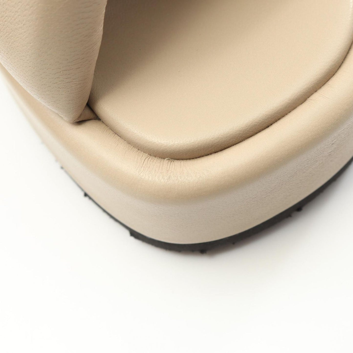 PRADA Triangle Logo Leather Sandals - Elegant Beige Size 35