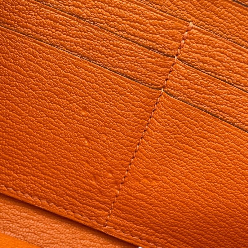 HERMES Azap Long Wallet in Orange & Silver Hardware - Unisex