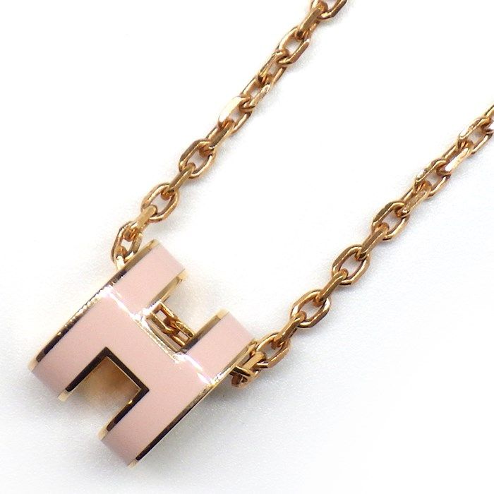 HERMES Mini Pop H Necklace in Pink Ash & Rose Dragee Lacquer