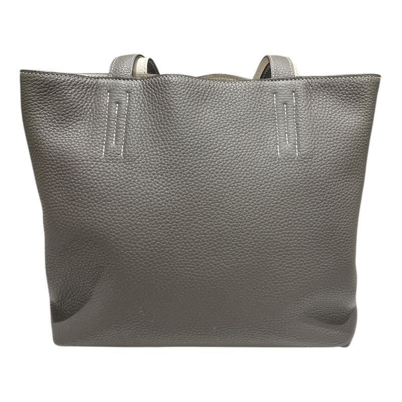 HERMES Double Sens 28 Tote Bag in Etain Beton Togo Leather